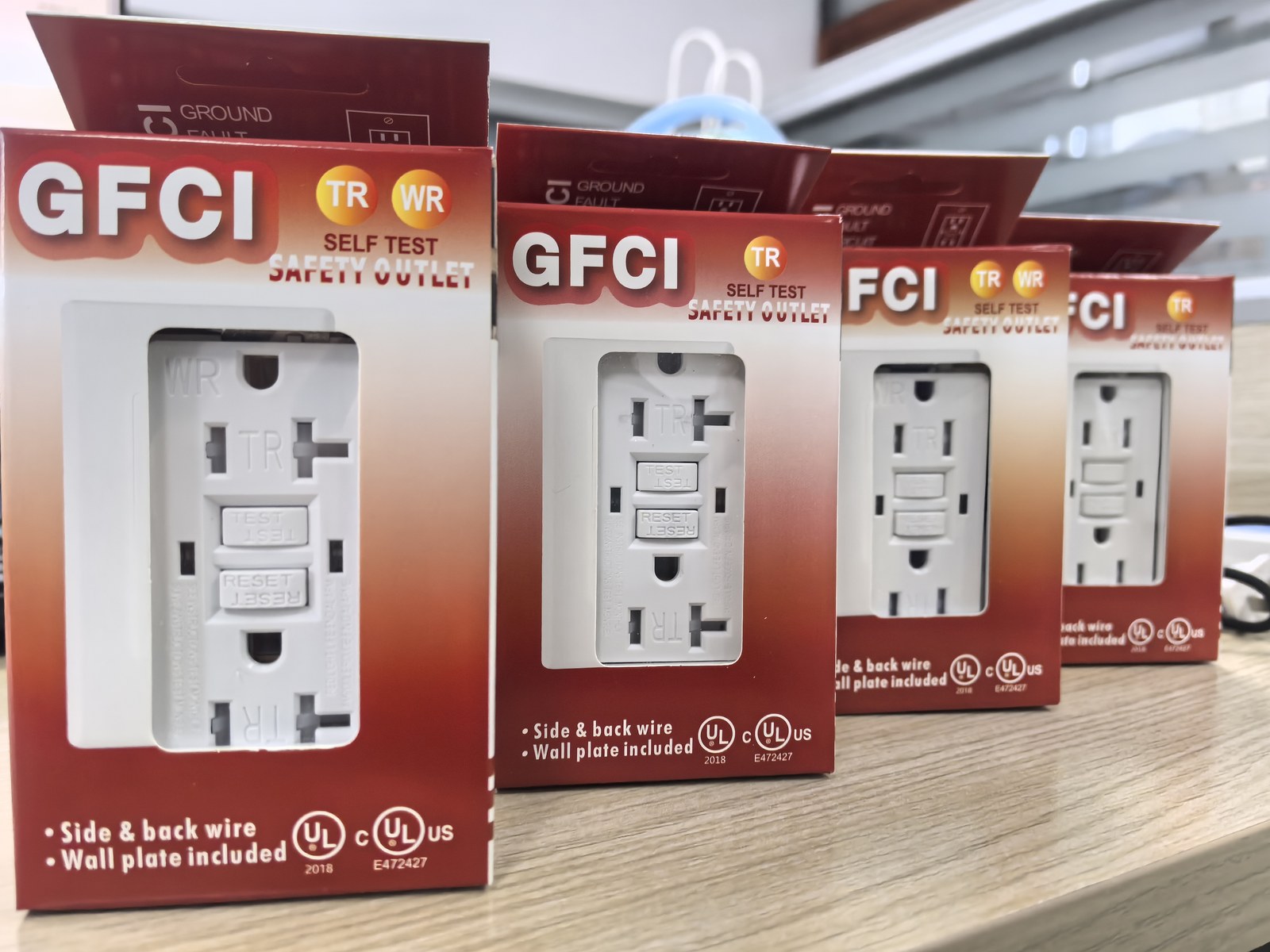GFCI receptacle retail packaging boxes