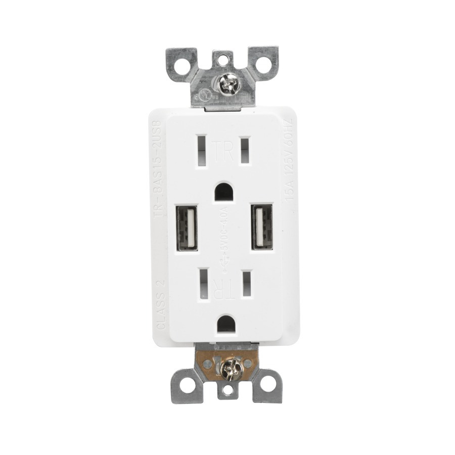TR-BAS15-2USB 15A TR USB Outlet With 2 Type A