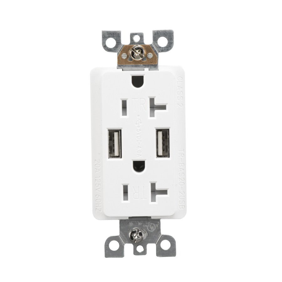TR-BAS20-2USB 20A TR USB Outlet With 2 Type A